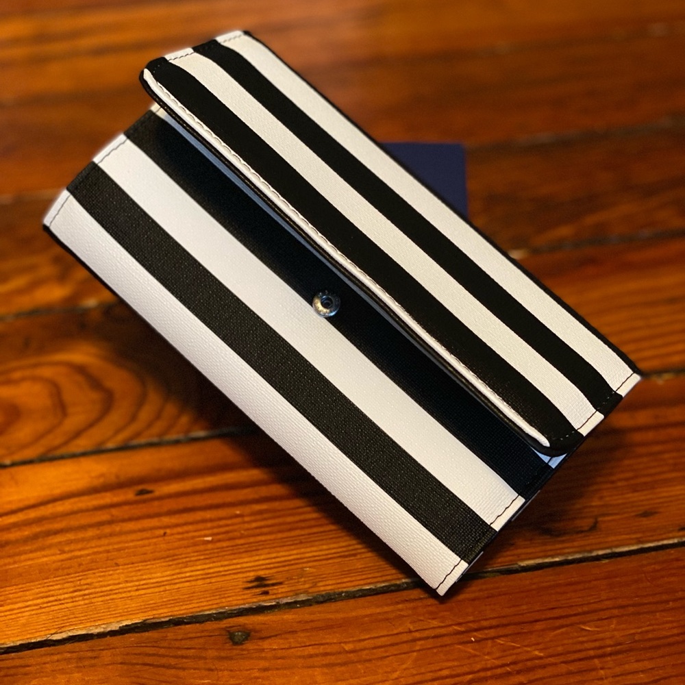 Kut from the Kloth black & white striped wallet NWT